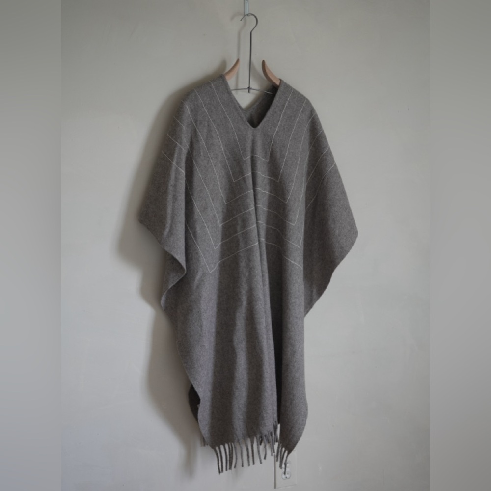 100% handmade wool poncho inspired by Frank Stella.